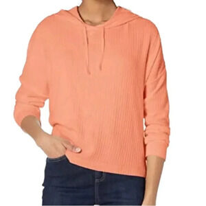 ROXY Comfy Place Peach Amber Ribbed Hoodie Sweatshirt NEW Size XS